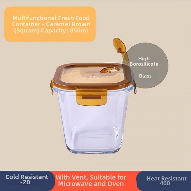 Стъклена кутия за обяд с купа за супа, капацитет 501–800 ml, микровълнова безопасна, херметично затваряща се, стъкло висок боросиликат, за офис служители и студенти