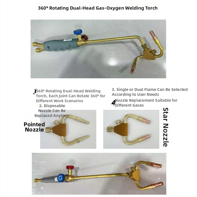 Prijenosna mlaznica za zavarivanje H01-2, dvostruka glava, motiv šljive, acetilen/propan, kompatibilno s Bth-01