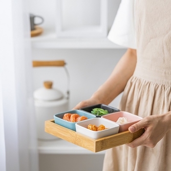 Keramička posuda za grickalice, kvadratnog oblika, nordijski stil, otporna na mikrovalnu pećnicu