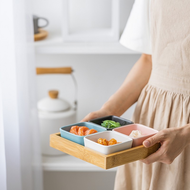 Keramička posuda za grickalice, kvadratnog oblika, nordijski stil, otporna na mikrovalnu pećnicu