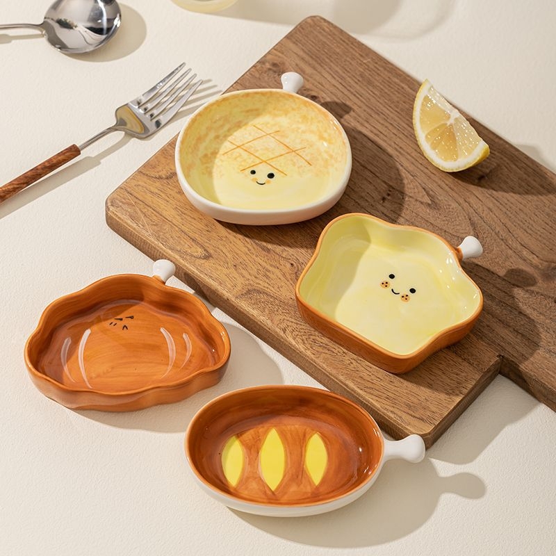 Keramička zdjela za dip, oblik kruha, nordijski stil, pogodna za sojin umak i začine, moguć tisk logotipa