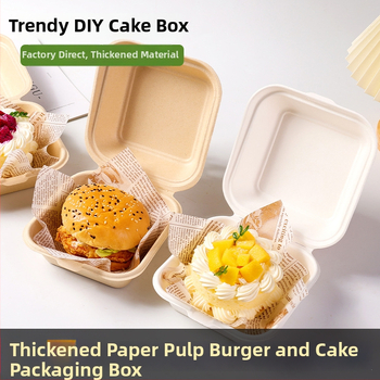 Jednorázová krabička na burger z celulozového pulpového materiálu, štvorcový tvar, hrúbka 0,6 mm, objem 450 ml, biologicky rozložiteľná