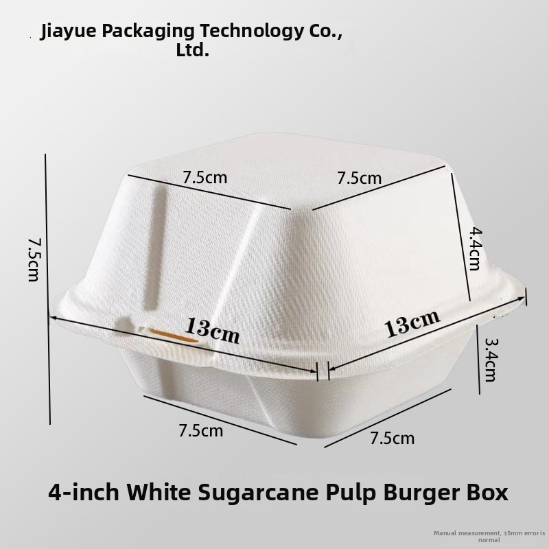 Jednorázová krabička na burger z celulozového pulpového materiálu, štvorcový tvar, hrúbka 0,6 mm, objem 450 ml, biologicky rozložiteľná