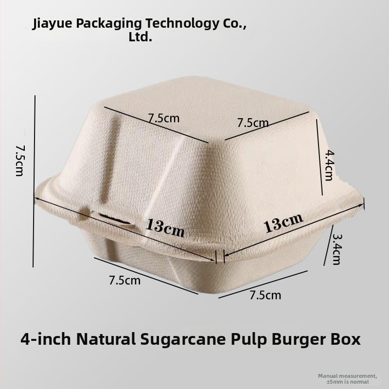 Jednorázová krabička na burger z celulozového pulpového materiálu, štvorcový tvar, hrúbka 0,6 mm, objem 450 ml, biologicky rozložiteľná