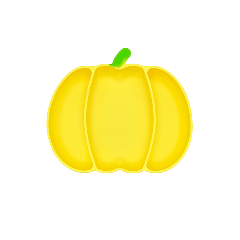 Силиконова тиквена детска чиния, разделена на 3 секции, удароустойчива за бебета над 3 месеца