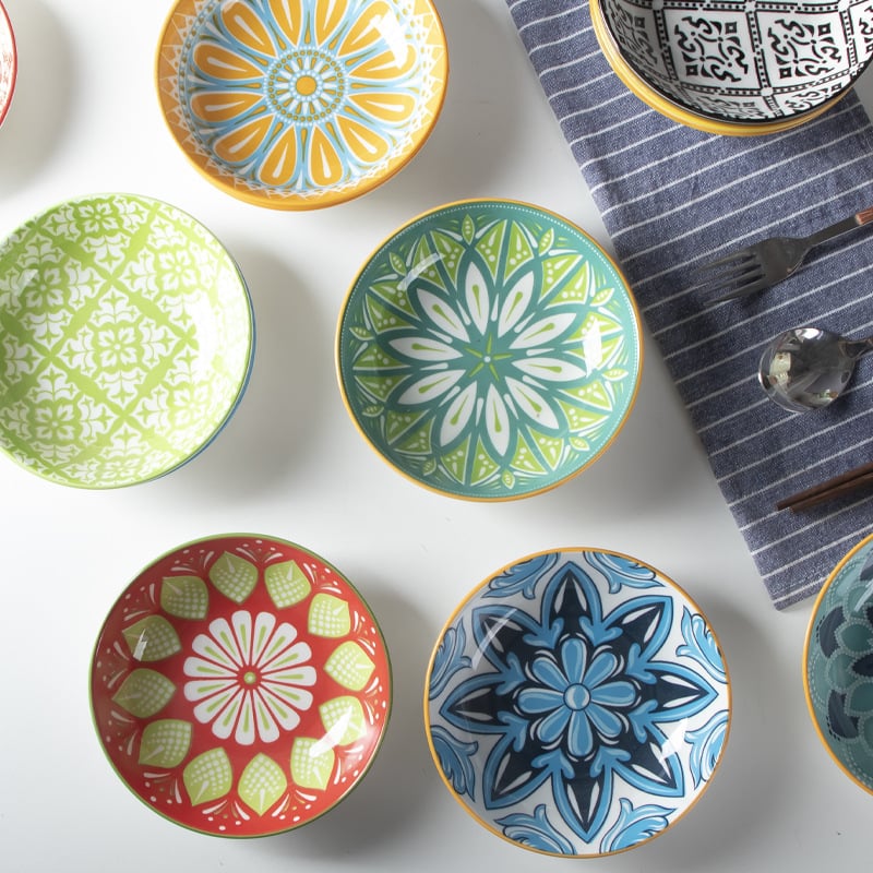 Boemske keramičke male okrugle tanjuri za užinu i kiseli krastavci, tanjuri od kostnog porcelana, kućna posuđa u japanskom stilu