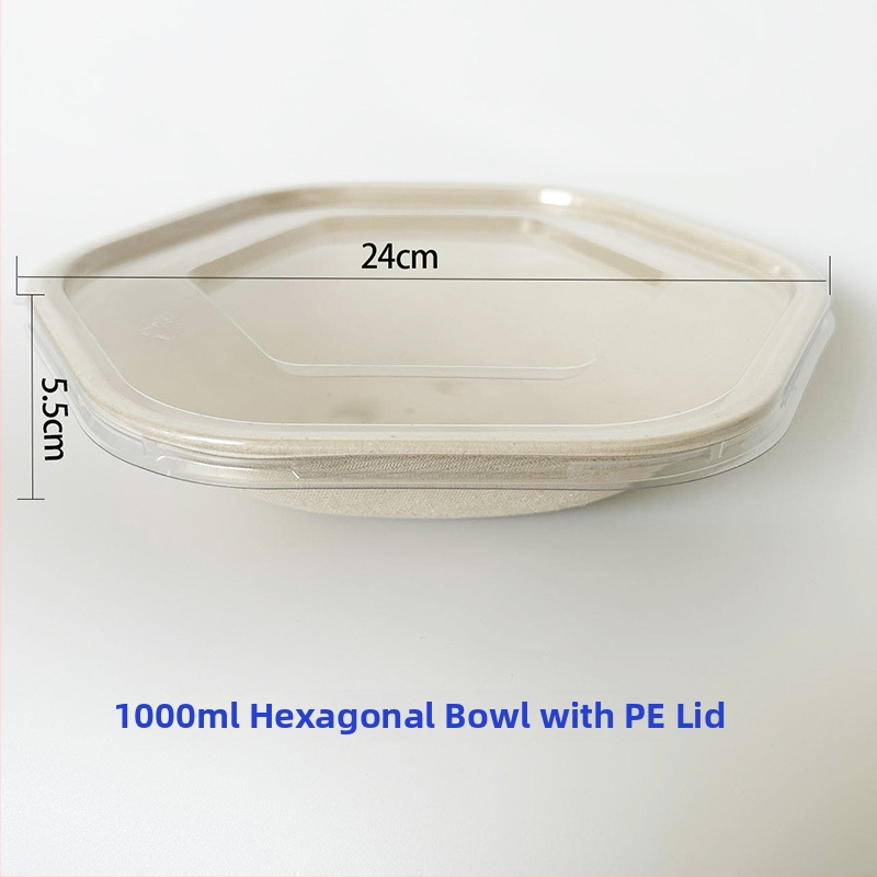 Jednorazová šestuholná dóza na obed z celulozového papiera, biologicky odbúrateľná, hrúbka 0,03 mm, objem 700/1100/1300/1600 ml