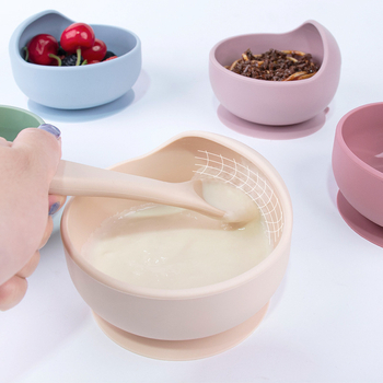 Μπολ μωρού από σιλικόνη με ενσωματωμένη βεντούζα, ένα-κομμάτι αντιολισθητικό μπολ σίτισης (6+ μηνών)