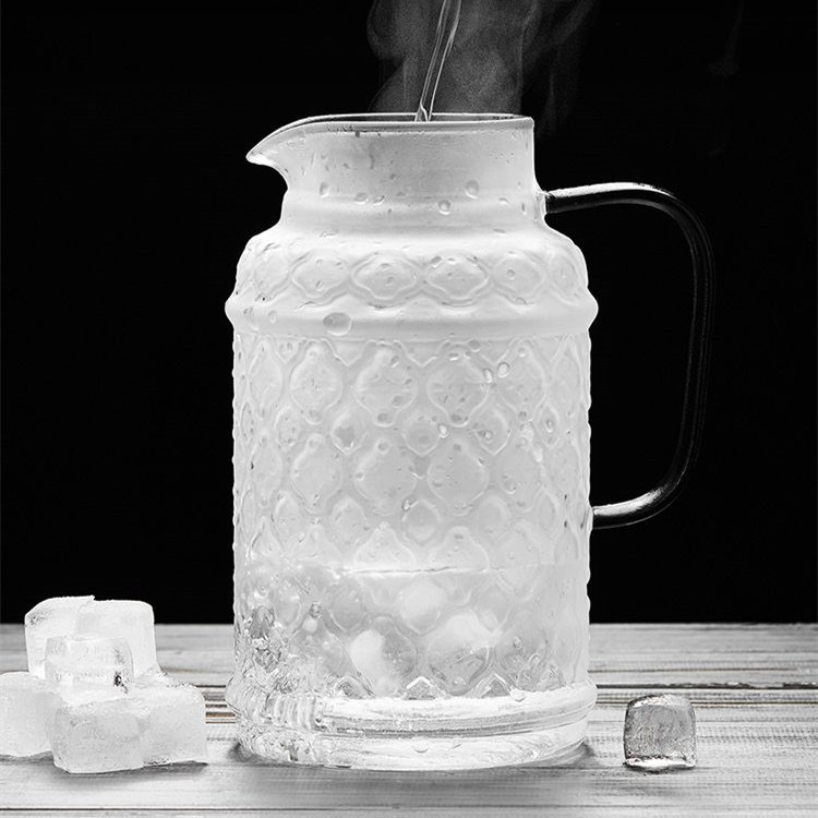 Κανάτα νερού κρύου από βορριοσιλικό γυαλί, σετ με ποτήρι, μεγάλη χωρητικότητα, υφή πλέγματος