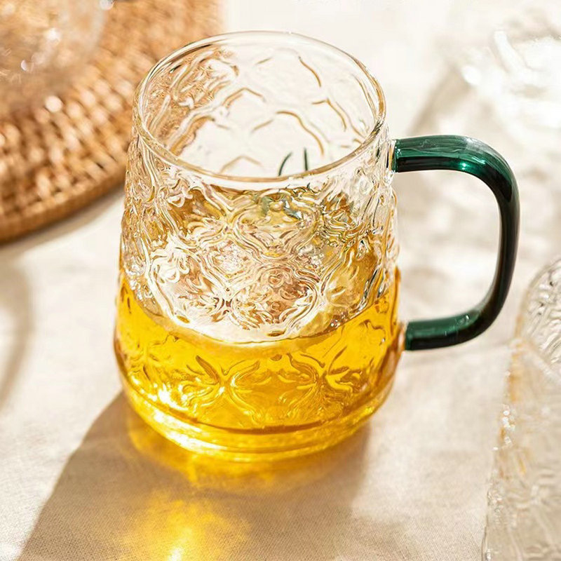 Κανάτα νερού κρύου από βορριοσιλικό γυαλί, σετ με ποτήρι, μεγάλη χωρητικότητα, υφή πλέγματος