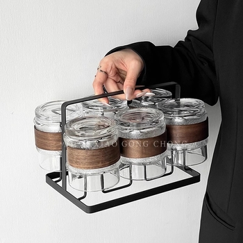 Šestodijelni set čaša za vodu, ručno puhanog staklo, modernog minimalističkog stila, bez drške, nepravilnog oblika, jednobojni, s logom