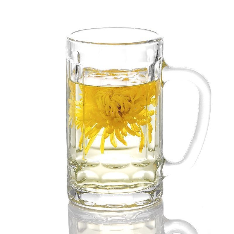 Set čaša od stakla s ručkom za pivo i čaj — soda-lime staklo, jednostavan stil, sa slamkom, prenosno, leden uzorak