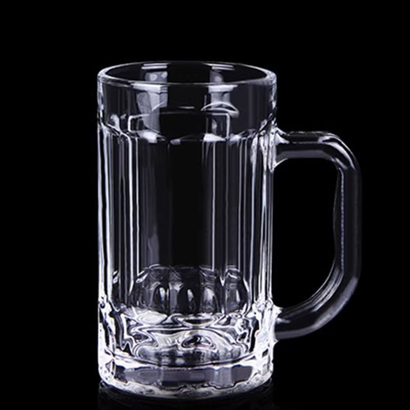 Set čaša od stakla s ručkom za pivo i čaj — soda-lime staklo, jednostavan stil, sa slamkom, prenosno, leden uzorak