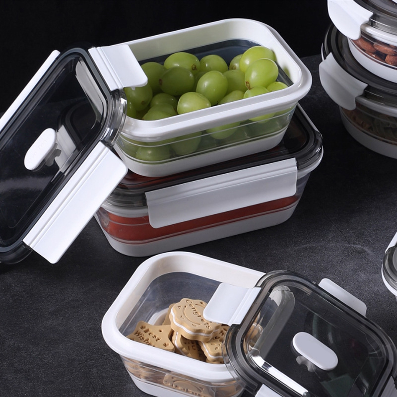Set kutija za ručak od tekućeg silikona s PCTG poklopcem, kvadratni oblik, kompatibilan s mikrovalnom pećnicom, moderan minimalistički dizajn; kapacitet 301–500 ml, 501–800 ml ili 800–1000 ml.