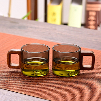 Set od 6 čajnih šalica od otpornog stakla s držačima, cilindričnog oblika, moderan minimalistički stil