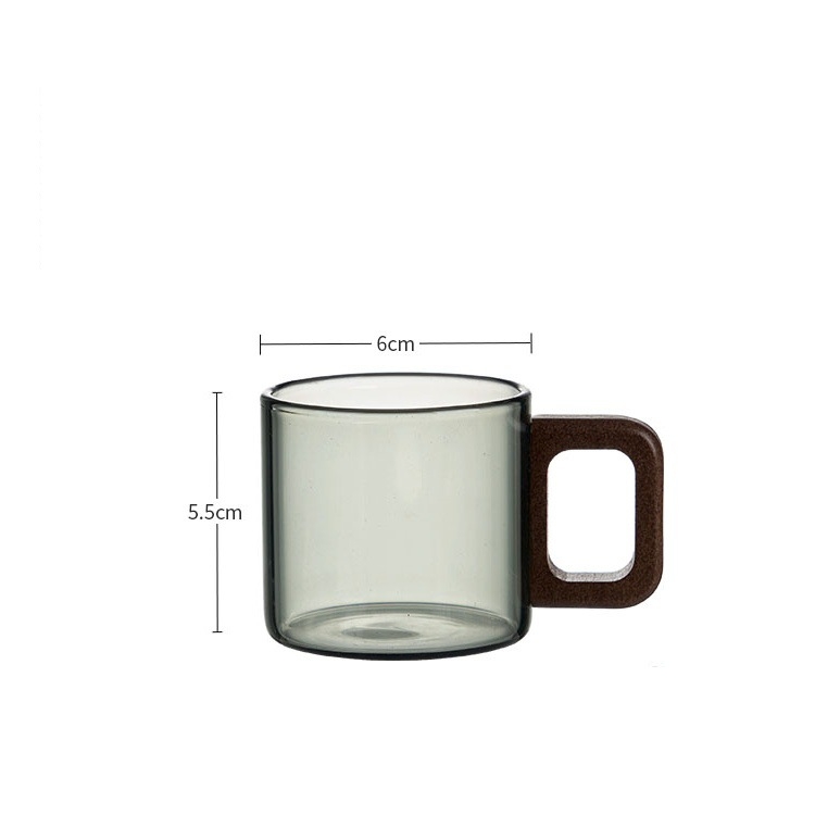 Set od 6 čajnih šalica od otpornog stakla s držačima, cilindričnog oblika, moderan minimalistički stil
