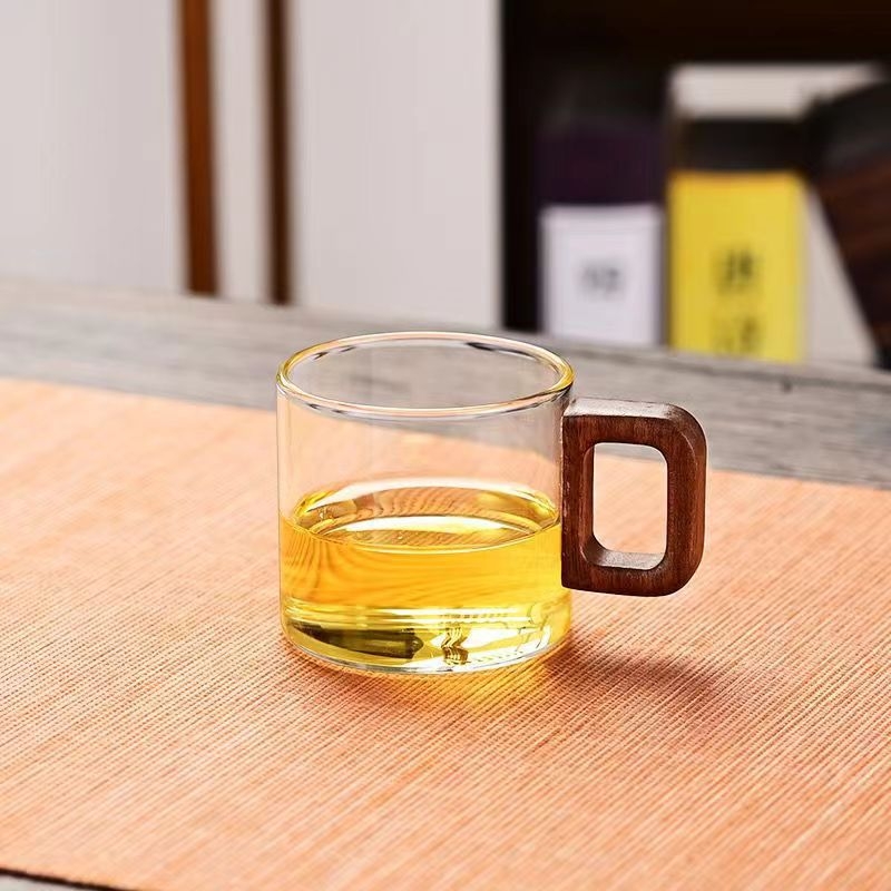 Set od 6 čajnih šalica od otpornog stakla s držačima, cilindričnog oblika, moderan minimalistički stil