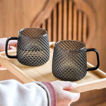 Ceșcuță de sticlă cu textură ciocan și mâner (rezistentă la temperaturi înalte, sticlă borosilikat, strat unic, rotund)