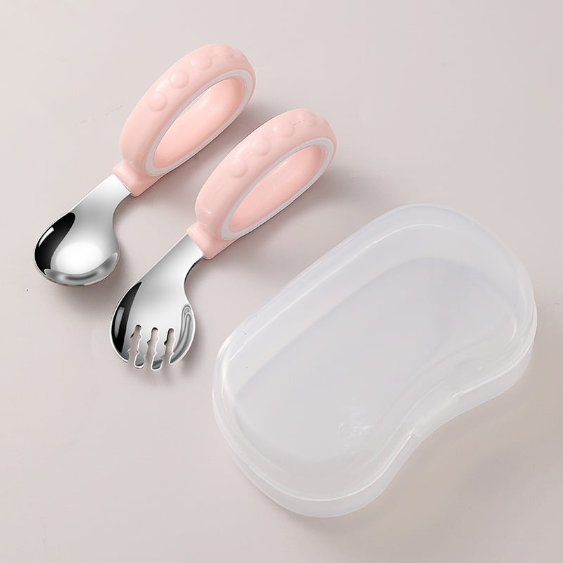 Set de furculițe și linguriță pentru copii — simplu din oțel inoxidabil, pentru vârste de peste 3 luni (furculiță/linguriță)