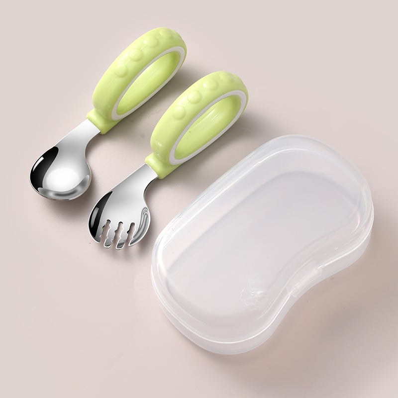 Set de furculițe și linguriță pentru copii — simplu din oțel inoxidabil, pentru vârste de peste 3 luni (furculiță/linguriță)