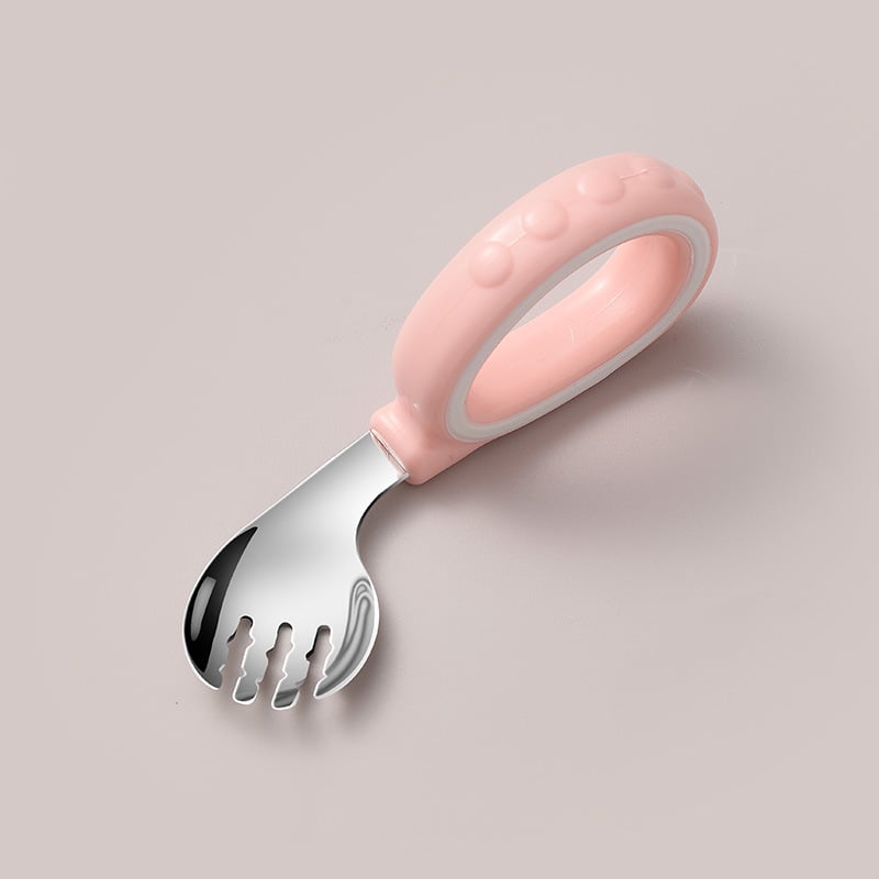 Set de furculițe și linguriță pentru copii — simplu din oțel inoxidabil, pentru vârste de peste 3 luni (furculiță/linguriță)