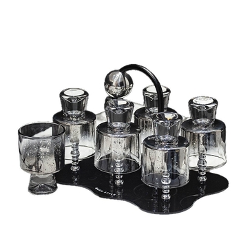 Set de șase pahare din sticlă rezistente la căldură, în stil INS, cu model glaciar.