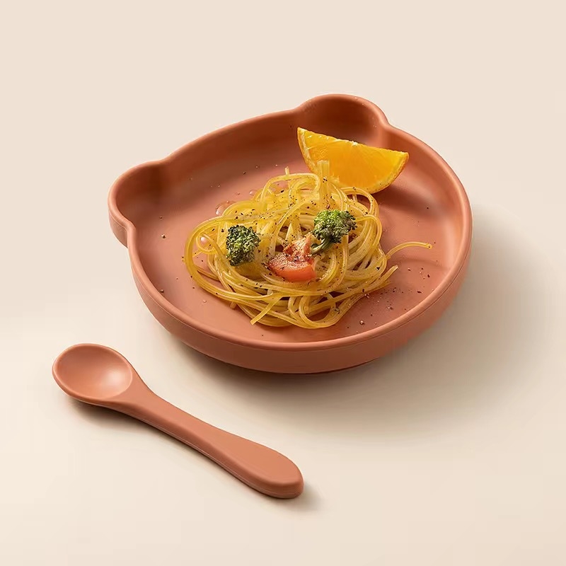 Farfurie pentru copii cu bază din silicon și ventuză, Joyncleon/jingqi, de la 12 luni, stil drăguț