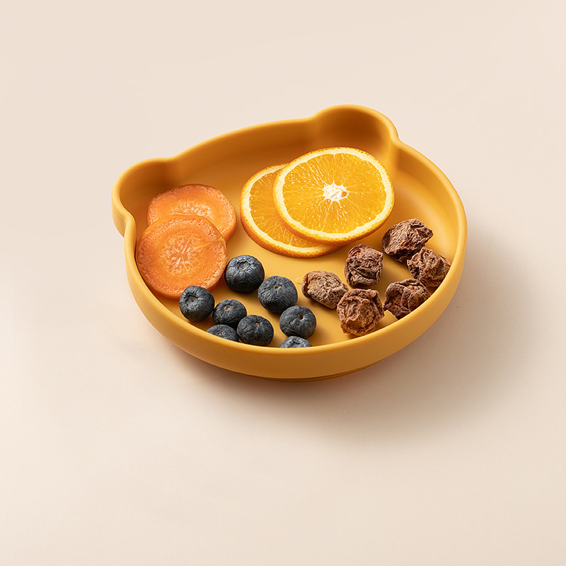 Farfurie pentru copii cu bază din silicon și ventuză, Joyncleon/jingqi, de la 12 luni, stil drăguț