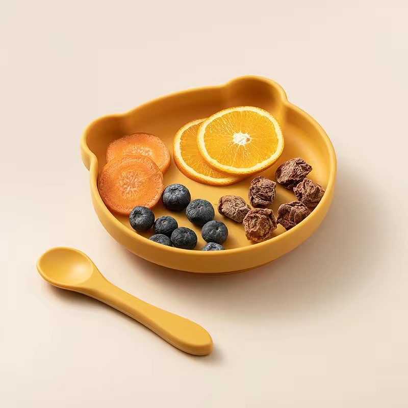 Farfurie pentru copii cu bază din silicon și ventuză, Joyncleon/jingqi, de la 12 luni, stil drăguț