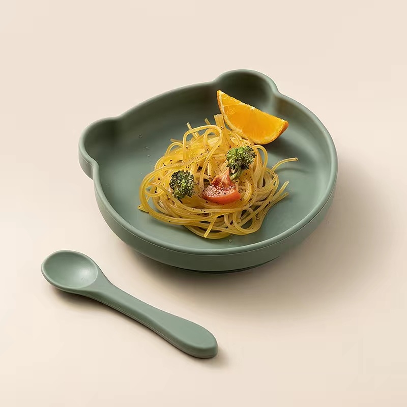 Farfurie pentru copii cu bază din silicon și ventuză, Joyncleon/jingqi, de la 12 luni, stil drăguț