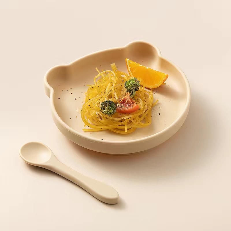 Farfurie pentru copii cu bază din silicon și ventuză, Joyncleon/jingqi, de la 12 luni, stil drăguț