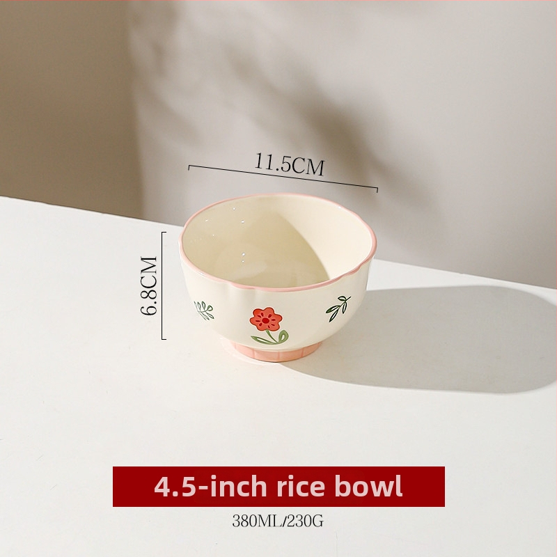 Kerámia tányérkészlet alul-glazúros virág mintával, kör alakú, mikróhullámú sütőben használható