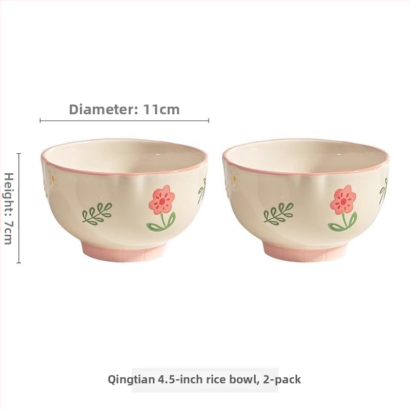 Kerámia tányérkészlet alul-glazúros virág mintával, kör alakú, mikróhullámú sütőben használható