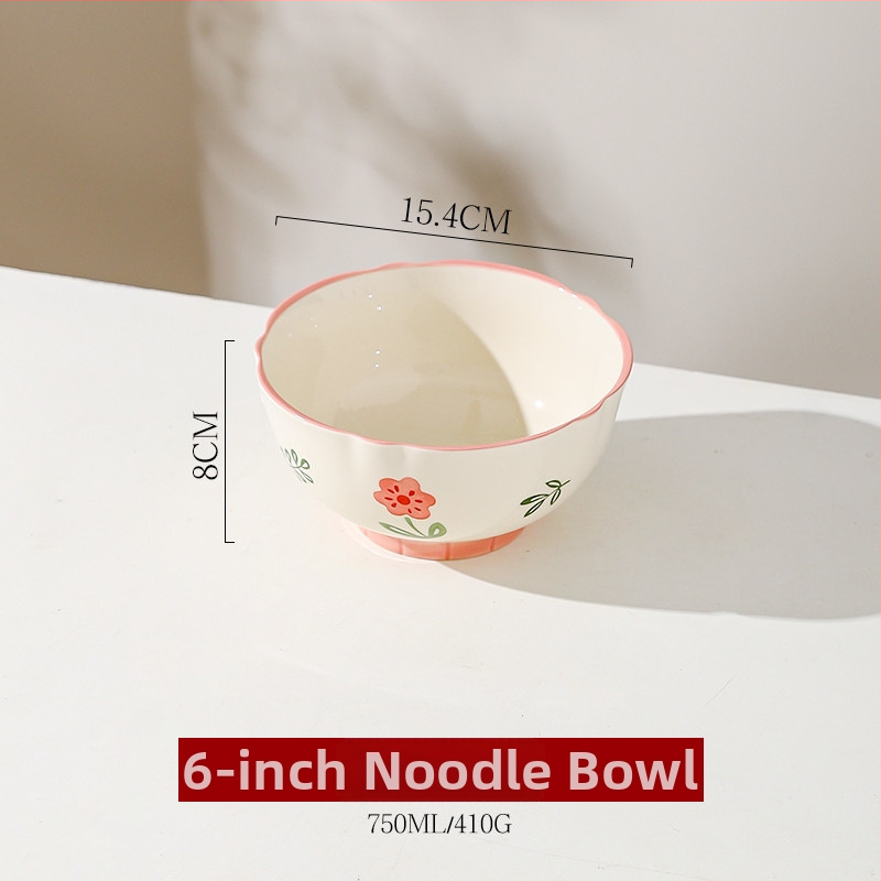 Kerámia tányérkészlet alul-glazúros virág mintával, kör alakú, mikróhullámú sütőben használható