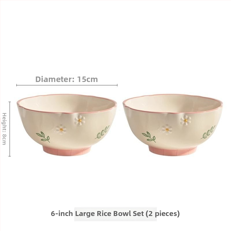 Kerámia tányérkészlet alul-glazúros virág mintával, kör alakú, mikróhullámú sütőben használható