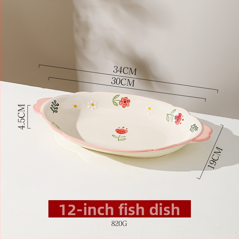 Kerámia tányérkészlet alul-glazúros virág mintával, kör alakú, mikróhullámú sütőben használható