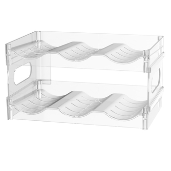 Suport dublu etajat pentru căni și cești de ceai, transparent din PET, montaj snap-on, organizator modern minimalist pentru bucătărie și birou