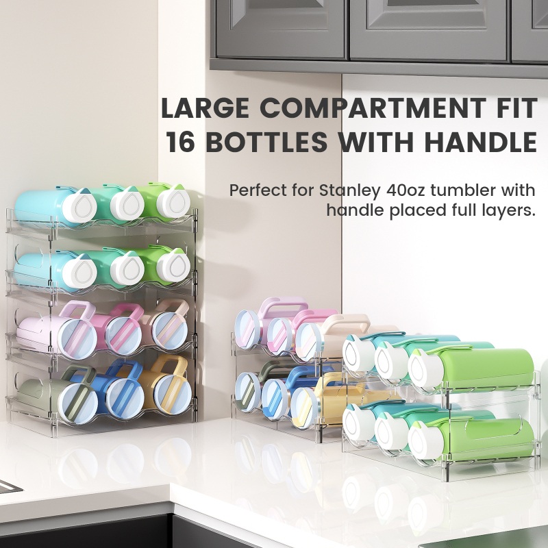 Suport dublu etajat pentru căni și cești de ceai, transparent din PET, montaj snap-on, organizator modern minimalist pentru bucătărie și birou