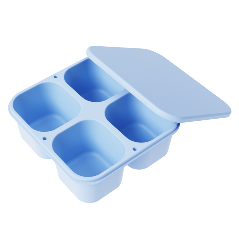 Cutie prânz din silicon cu patru compartimente, pătrată, izolată, compatibilă cu microunde, capacitate 301-500 ml sau 501-800 ml