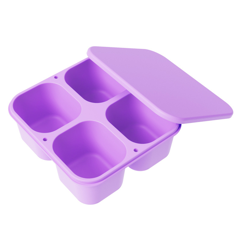 Cutie prânz din silicon cu patru compartimente, pătrată, izolată, compatibilă cu microunde, capacitate 301-500 ml sau 501-800 ml