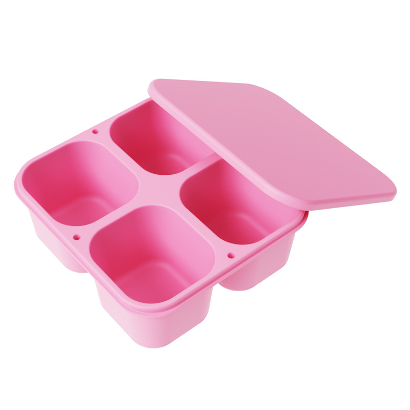 Cutie prânz din silicon cu patru compartimente, pătrată, izolată, compatibilă cu microunde, capacitate 301-500 ml sau 501-800 ml