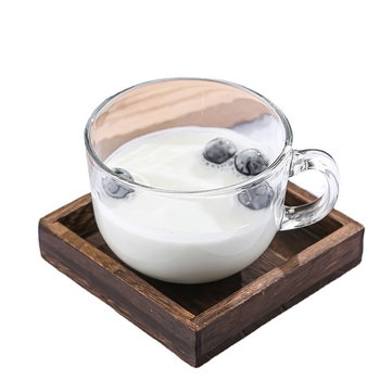Staklena šalica za mlijeko s drškom, 450 ml, šalica za doručak, prozirna, dvodijelni poklon-set