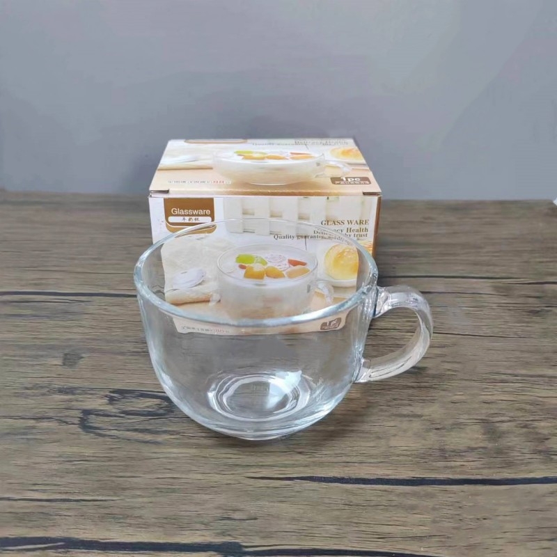 Staklena šalica za mlijeko s drškom, 450 ml, šalica za doručak, prozirna, dvodijelni poklon-set