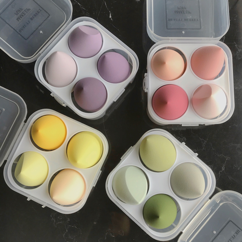 BEAUTYBUFFET szépségtojás szivacs készlet, hidrofíliás nem-latex anyagú, csepp alakú, 4 darabos, nedves és száraz használatra