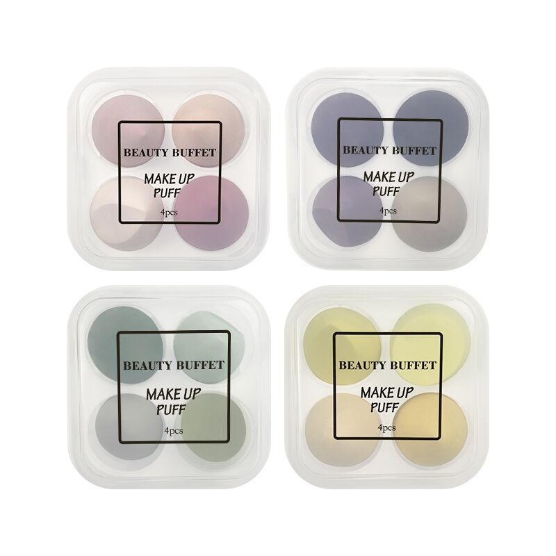 BEAUTYBUFFET szépségtojás szivacs készlet, hidrofíliás nem-latex anyagú, csepp alakú, 4 darabos, nedves és száraz használatra