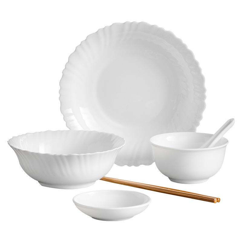Set boluri și farfurii din sticlă-porcelan, stil Nordic, rotunde, compatibil cu microunde, rezistență la căldură