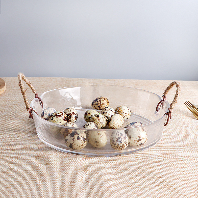 Set din sticlă cu boluri și farfurii, rotund, nu este compatibil cu cuptorul cu microunde