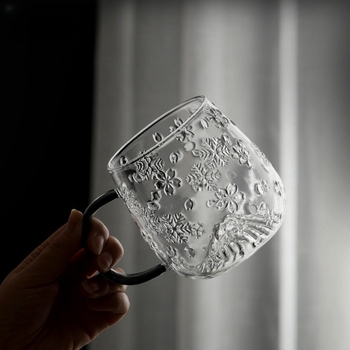 Set čaša za vodu od borosilikatnog stakla sa dizajnom pahulje i hladnim čajnikom, velike kapacitete, otporno na toplinu, s držačem