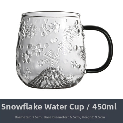 Sada pohárov na vodu z borosilikátového skla so vzorom snehovej vločky a studeným kanvičkou, veľká kapacita, odolná voči teplu, s držadlom