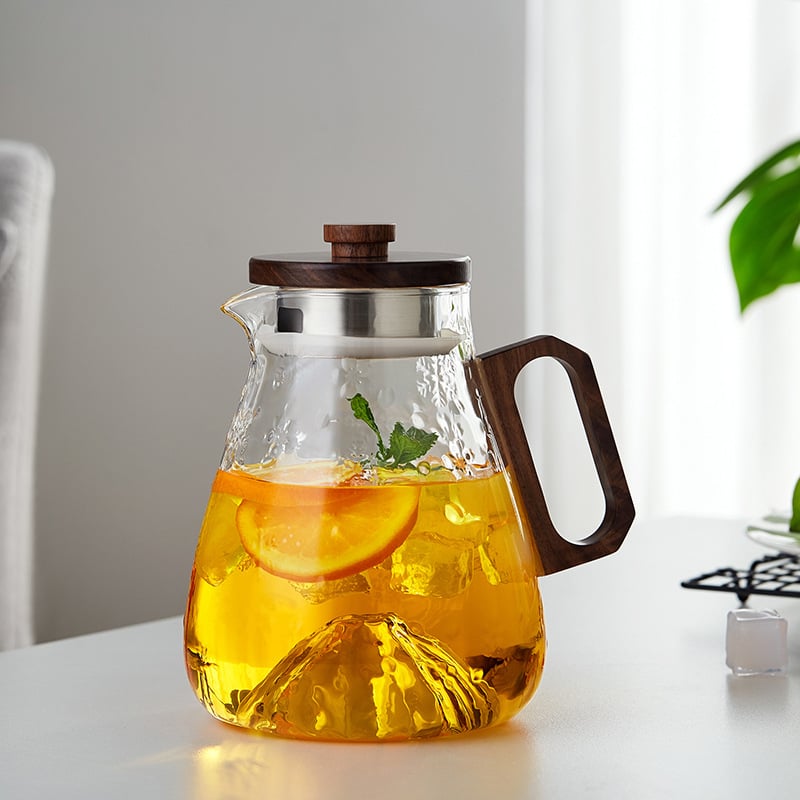 Set čaša za vodu od borosilikatnog stakla sa dizajnom pahulje i hladnim čajnikom, velike kapacitete, otporno na toplinu, s držačem